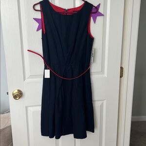 Elegant Black Dress with Red Accents